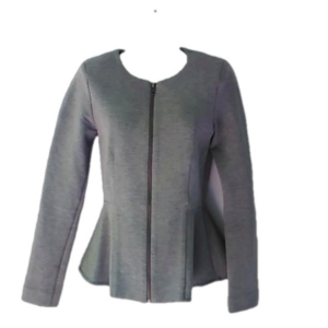 Topshop Light Grey Fit + Flare Zippered Blazer with Peplum Back EUC